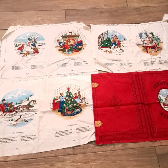 Vintage craft fabric panel set Cranston Springs Christmas stocking Goldilocks - Picture 7 of 10
